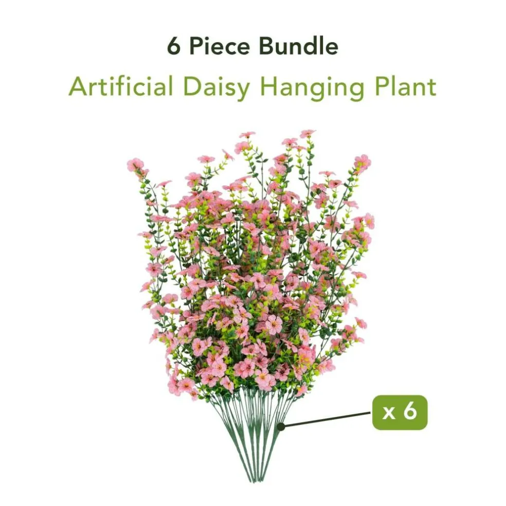 30" UV Resistant Artificial Daisy Hanging Bushes, 6ct.