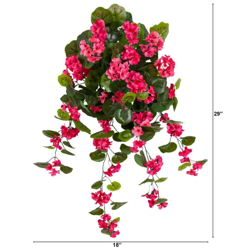 29" UV Resistant Artificial Geranium Hanging Plants, 2ct.