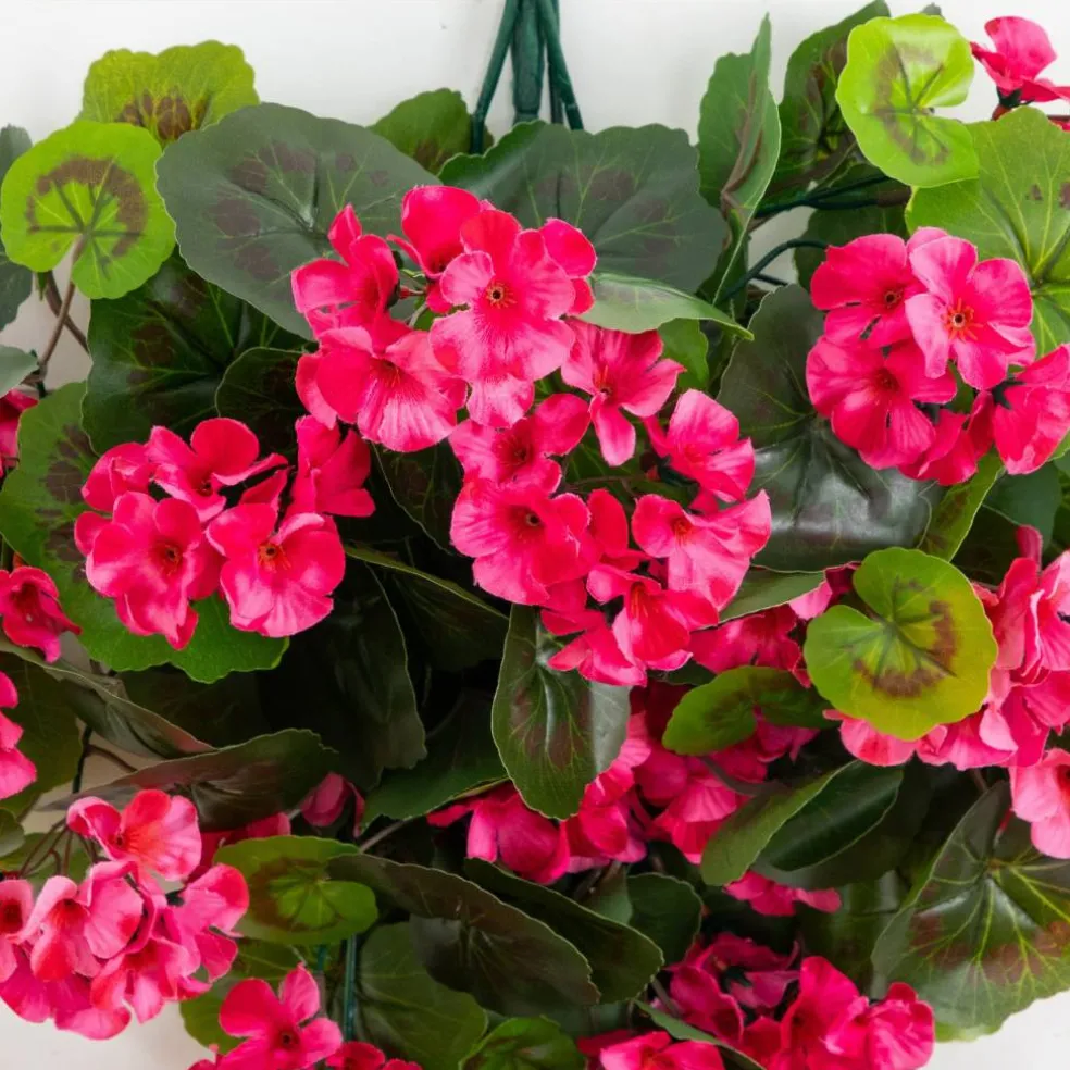 29" UV Resistant Artificial Geranium Hanging Plants, 2ct.