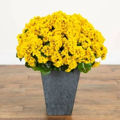 33" UV Resistant Artificial Geranium Plant in Slate Ceramic Planter (Indoor/Outdoor)