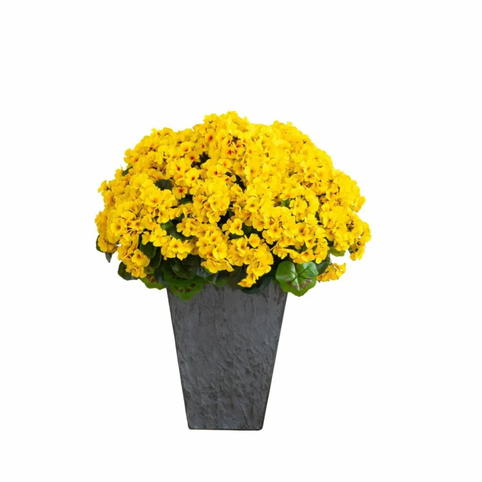 33" UV Resistant Artificial Geranium Plant in Slate Ceramic Planter (Indoor/Outdoor)