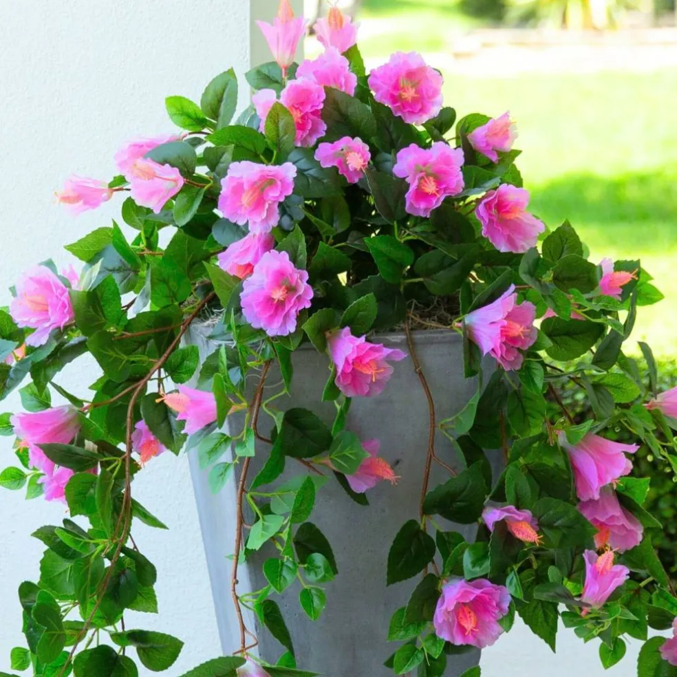 41" UV Resistant Artificial Hibiscus Hanging Plants, 2ct.