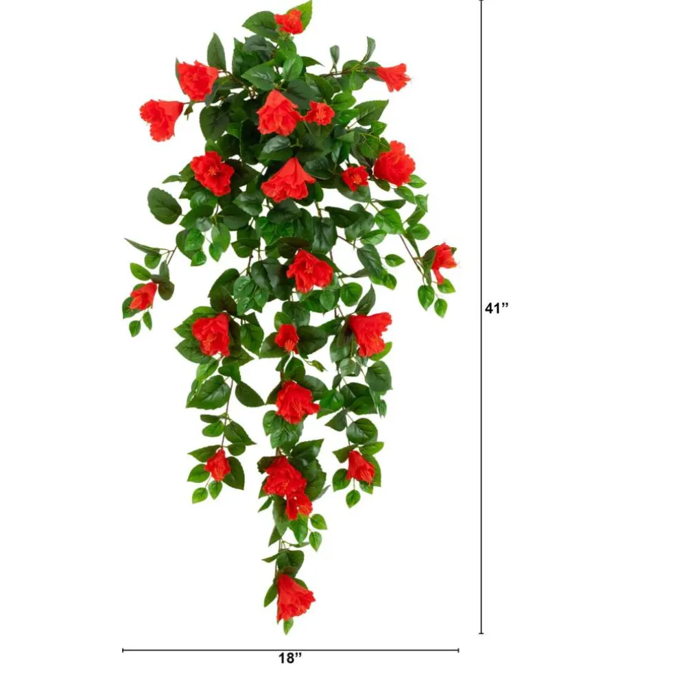 41" UV Resistant Artificial Hibiscus Hanging Plants, 2ct.