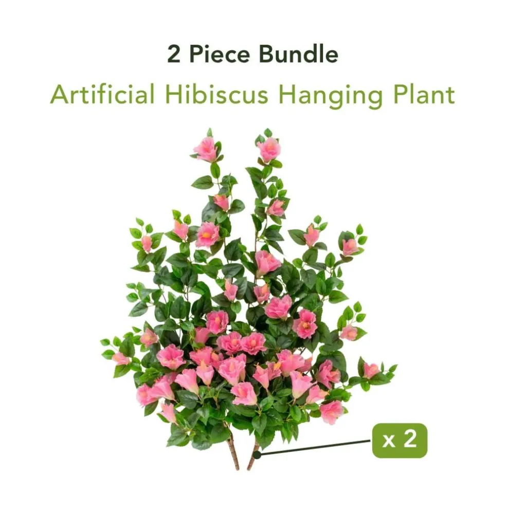 41" UV Resistant Artificial Hibiscus Hanging Plants, 2ct.