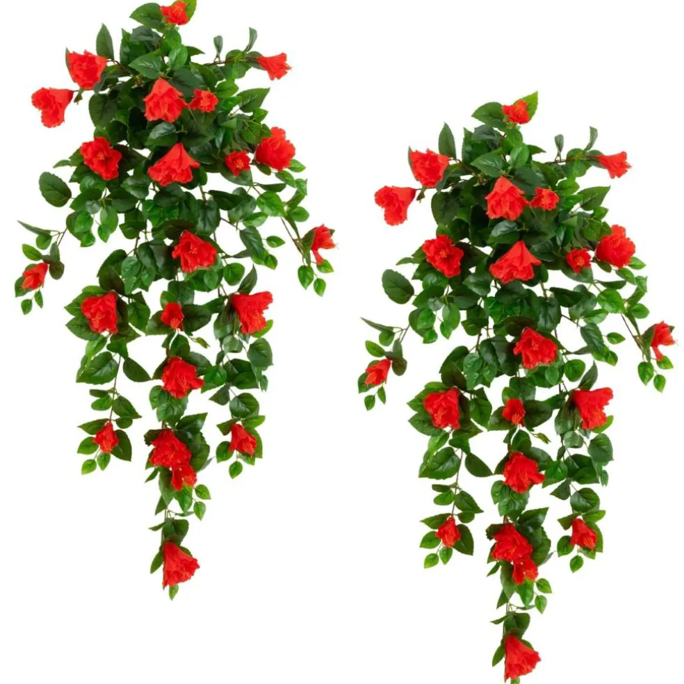 41" UV Resistant Artificial Hibiscus Hanging Plants, 2ct.