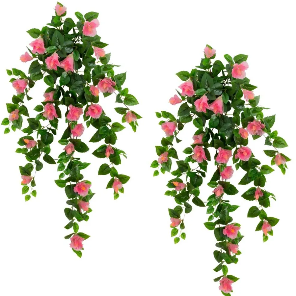 41" UV Resistant Artificial Hibiscus Hanging Plants, 2ct.