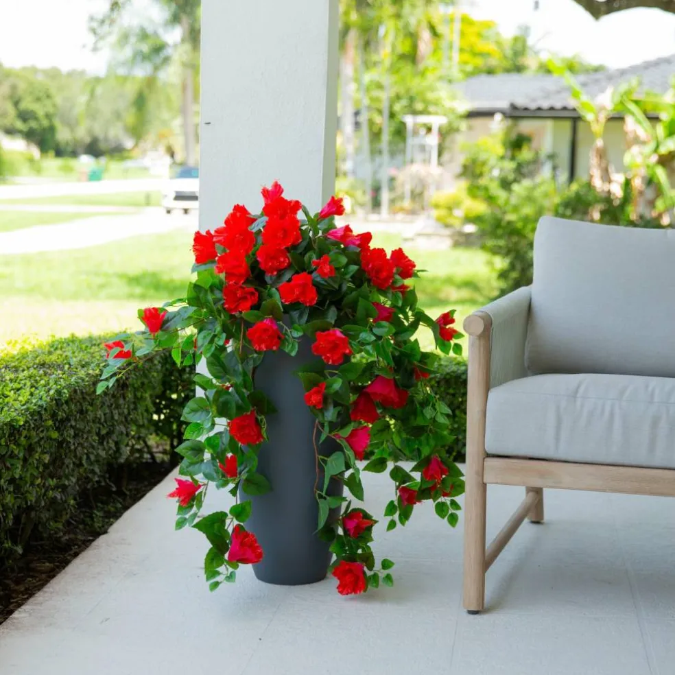 41" UV Resistant Artificial Hibiscus Hanging Plants, 2ct.