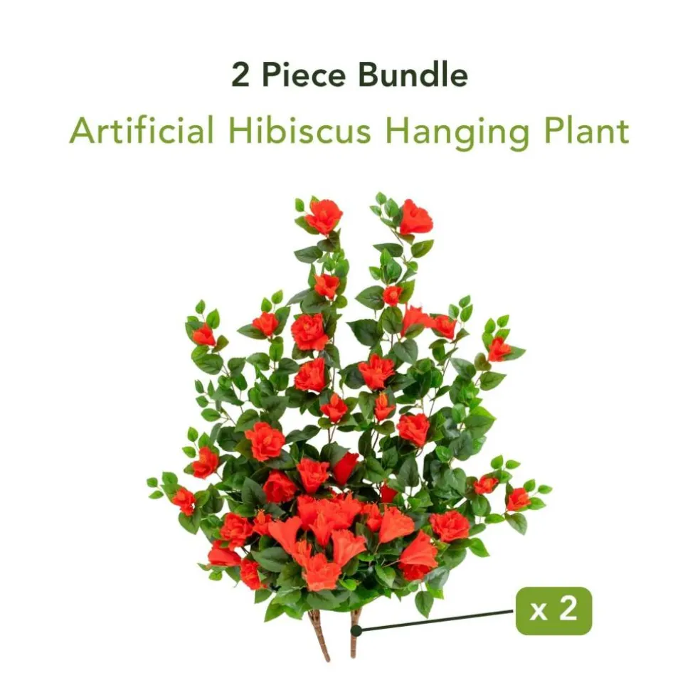 41" UV Resistant Artificial Hibiscus Hanging Plants, 2ct.