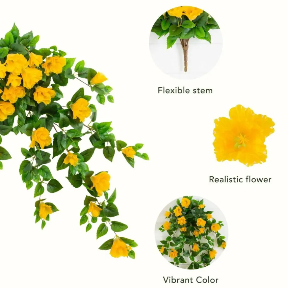 41" UV Resistant Artificial Hibiscus Hanging Plants, 2ct.