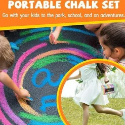VEESA Sidewalk Chalk, 10 Colors in 52 Pcs, 4” x 1” - Washable Jumbo Driveway Chalk Bulk for kids Adults, Draw on Chalkboard, Blackboard and Outdoor Playground