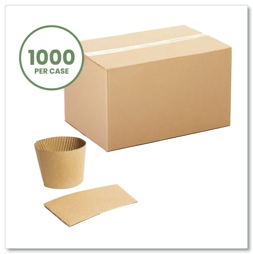 Vegware Compostable Hot Cup Sleeves For 89-Series Hot Cups - Kraft (1000/Carton)