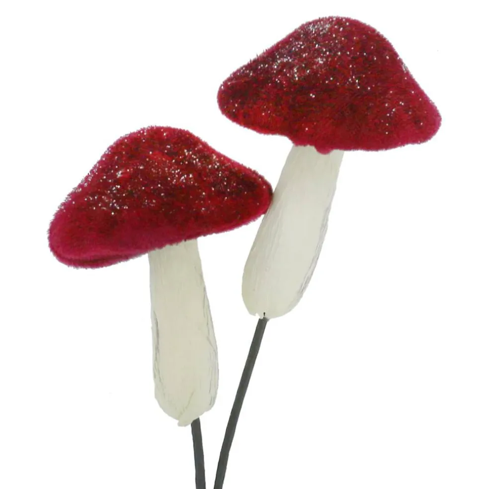 10" Velvet Glitter Mushroom Pick by Ashland®