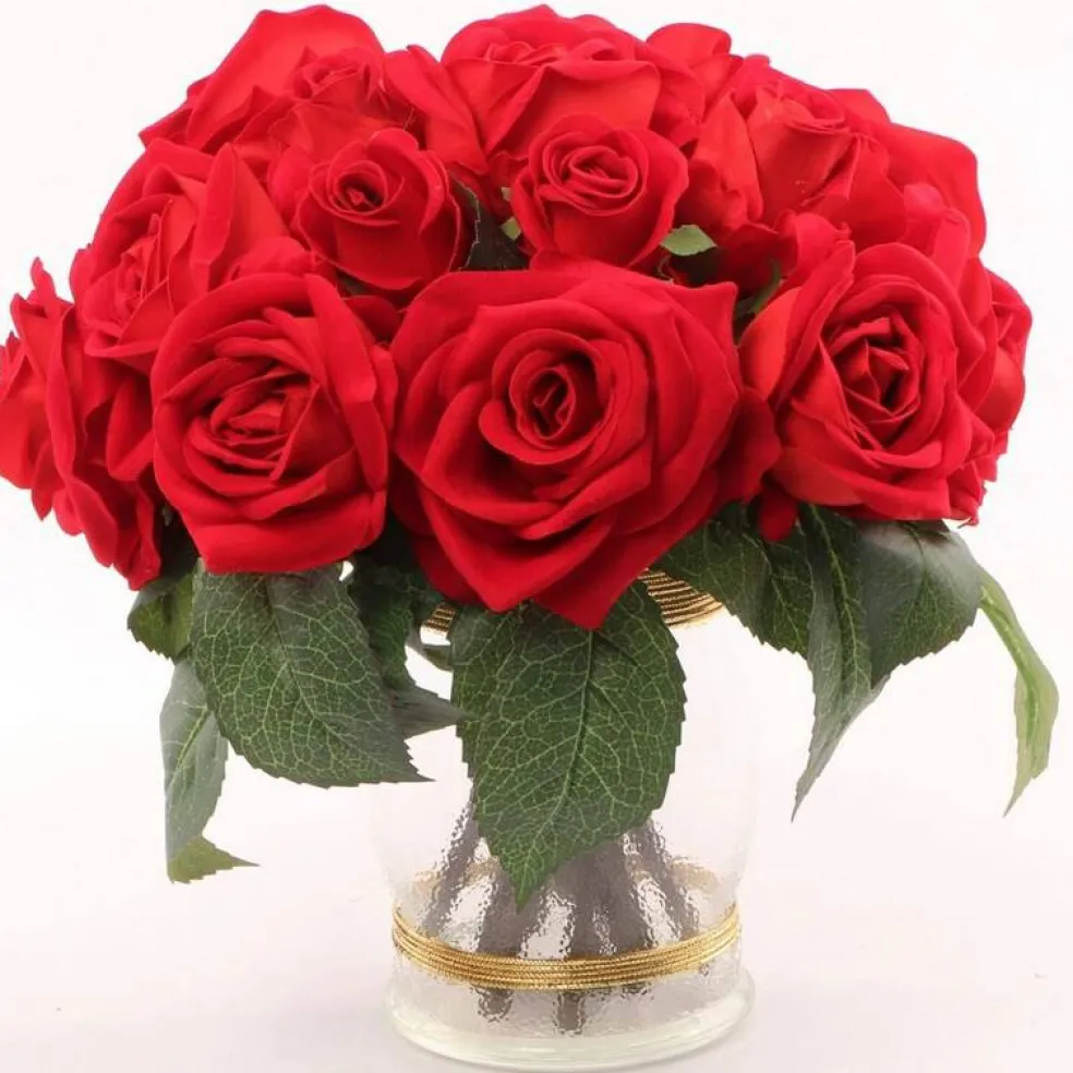 10" Velvet Rose Bouquet Bundle - Elegant Artificial Floral Arrangement Decor