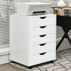 Versatile White MDF Filing Cabinet with 5 Drawers for Office or Home
