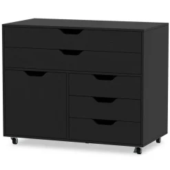 Vertical 5-Drawer Mobile Chest with 5 Casters, Storage Cabinet with Locking Wheels