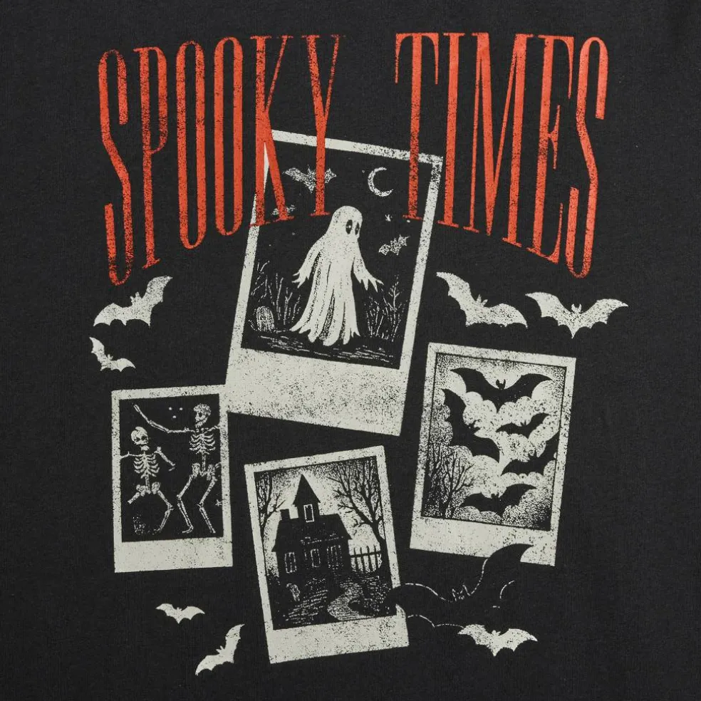 Vintage Black Spooky Times Adult T-Shirt