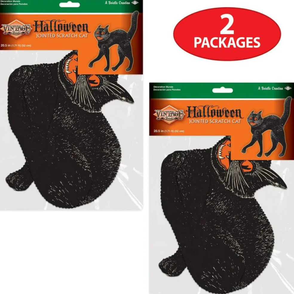 Vintage Halloween Jointed Scratch Cat