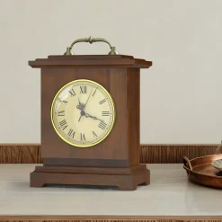 Vintage Mantel Clock with Hidden Safe, Silent Non-Ticking Wooden Desk Clock