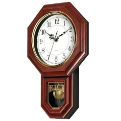 Vintage Regulator Pendulum Wall Clock, 17.7in Silent Quartz Decorative Clock
