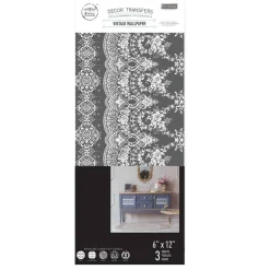 Vintage Wallpaper - Small Transfers 6"x12" 3 sheets Rub on Transfers for Furniture Vintage Rub on Transfers Stickers for Crafts Classic Spring Summer Autumn Decoration Transfers