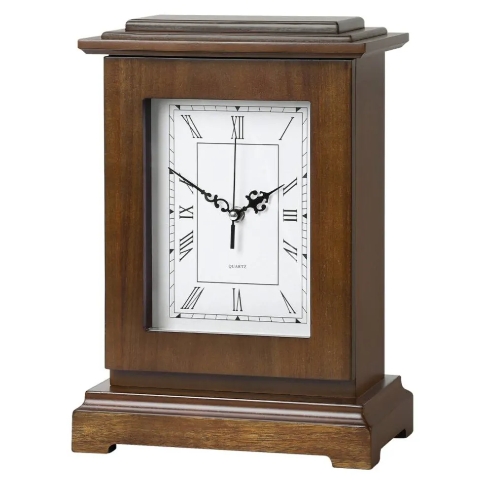 Vintage Wooden Mantel Clock Safe, Hidden Storage Desk Clock with Lock