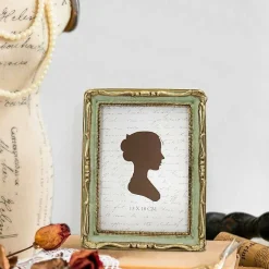 Vintage 5x7 / 8x10 Picture Frame Antique Gold Green Polyresin Photo Frame with Glass Front for Wall or Tabletop Display, Elegant Ornate Home Decor Frame