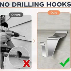 Vinyl Siding Hooks, (8 Pack) No Drilling Siding Clips