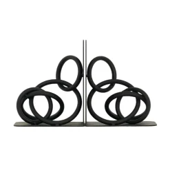 VIP Metal 7 in. Black Interlocking Stacked Rings Bookend Set of 2