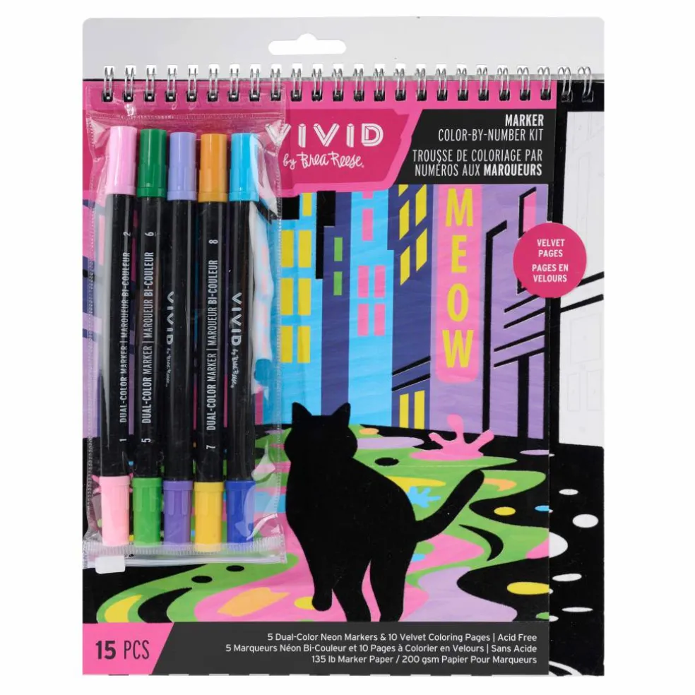 Vivid by Brea Reese® Velvet Color-by-Number Marker Kit