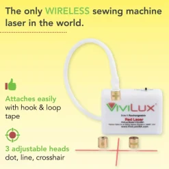 ViviLux 3-in-1 Rechargeable Red Laser System for Sewing & Quilting – Adjustable Line, Crosshair, and Dot Laser Heads, Improve Sewing Accuracy