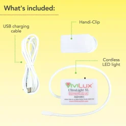 ViviLux Ultralight XL Extra Long Flexible LED Craft Light, Rechargeable Battery Portable Lighting for Crafts, Sewing, & Reading, Includes Handi-Clip & Mounting Tape