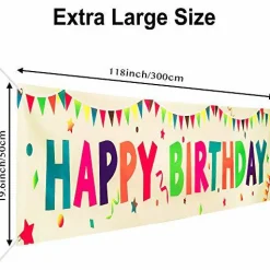VUDECO Large Happy Birthday Banner Happy Birthday Party Decor Happy Birthday Yard Sign