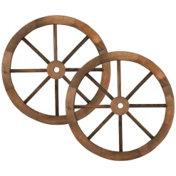 Wagon Wheel 24" Wood Decorative Home Garden Yard - Wooden Western Rustic Country