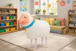 Walking Sheep Foil Balloon with String – 23.62"x19.69" Aluminum Lamb Party Balloon Decoration