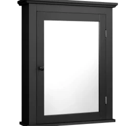 Wall Mount Bathroom Cabinet with Mirror Single Door Adjustable Shelf and Retro Handle