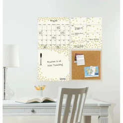 WallPops Gold Confetti Dry Erase Calendar & Corkboard Set