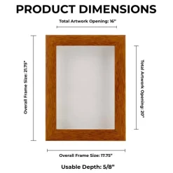 Warm Honey Brown Wood Shadow Box Frame with Acrylic Front - White Suede Backing, 30 Sizes
