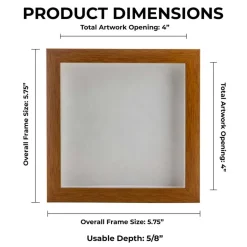 Warm Honey Brown Wood Shadow Box Frame with Acrylic Front - White Suede Backing, 30 Sizes