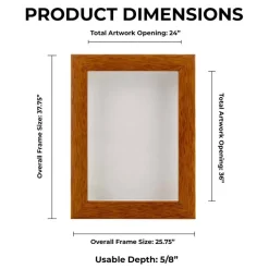 Warm Honey Brown Wood Shadow Box Frame with Acrylic Front - White Suede Backing, 30 Sizes