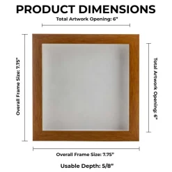 Warm Honey Brown Wood Shadow Box Frame with Acrylic Front - White Suede Backing, 30 Sizes