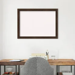 Warm Walnut Narrow Wood Framed Corkboard, White Cork