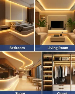 Warm White COB LED DC 12v 3000K Dimmable Strip Lights (Power Source Sold Separately)