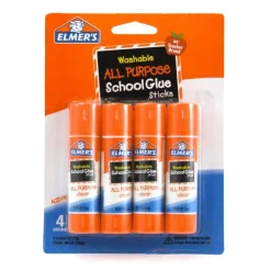 Washable School Glue Sticks, All Purpose, 4-Pack