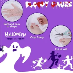 Watayo 196 x 39 Inch Halloween Creepy Cloth, Large White Scary Spooky Cheese Cloth, Windows Entryways Cover Gauze for Halloween Party Outdoor Home Wall Decor Supplies