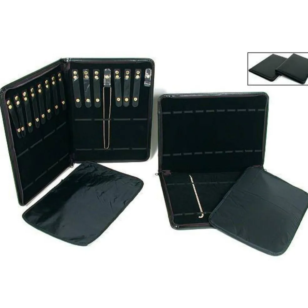 2 Watch Bracelet Chain Display Zipper Travel Folder
