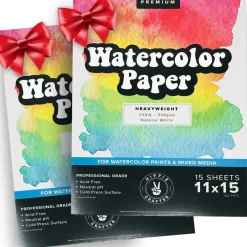 Watercolor Paper Pad 2 Pack for Water Color Paper White Heavy 140 lb Cold Pressed for Paint and Markers Pens and Artists Watercoloring Painting Sketchbook Bulk Sketch Book