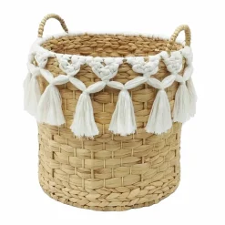 15" Water Hyacinth Basket with Tassels by Ashland®