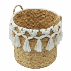 15" Water Hyacinth Basket with Tassels by Ashland®