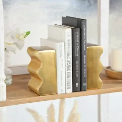 6" Wave Aluminum Bookends Set