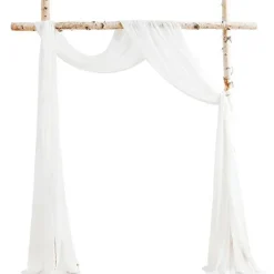 Wedding Arch Draping Fabric 2 Panels 20Ft White Chiffon Fabric Drapes Arbor Drapery Wedding Ceremony Reception Swag Decorations